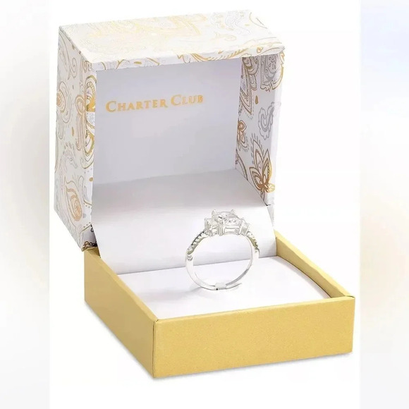 Charter Club Silver-Tone Crystal Triple-Stone Ring NWT 6,8,9,10,11 - Picture 7 of 9